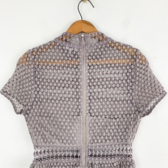 TOBI Sincerely Yours Gray Lace Crochet Cut Out Mini Dress Sz S - Picture 6 of 9
